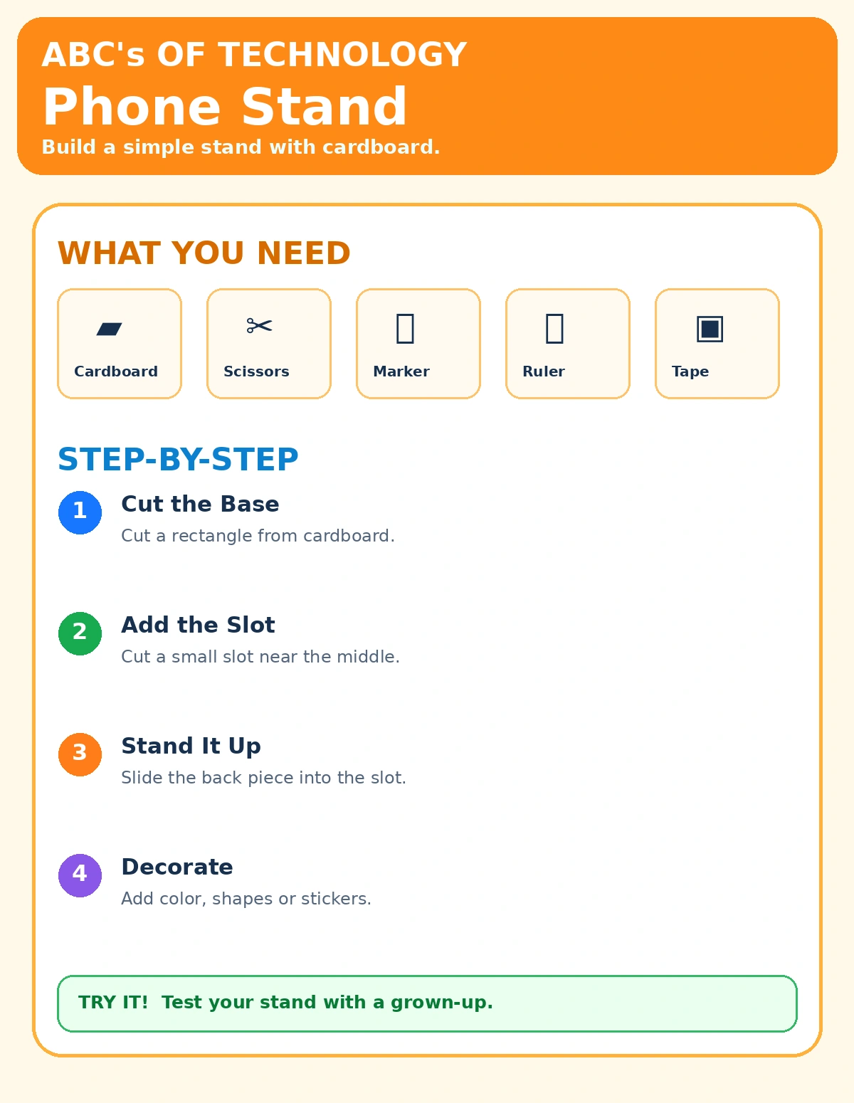 Phone Stand printable STEM activity preview